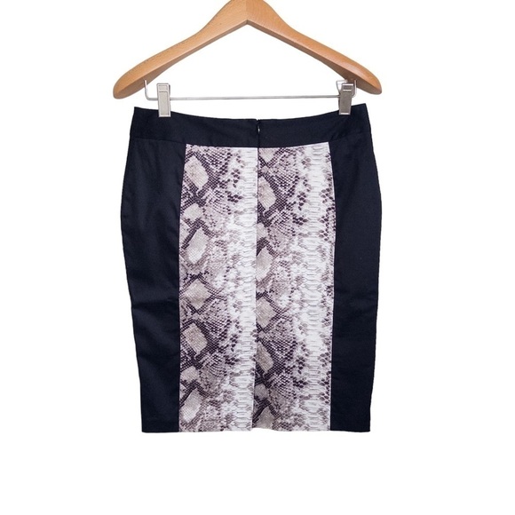Emerson Snake Reptile Print Pencil Midi Black Skirt Womens Size 12 - Picture 2 of 6